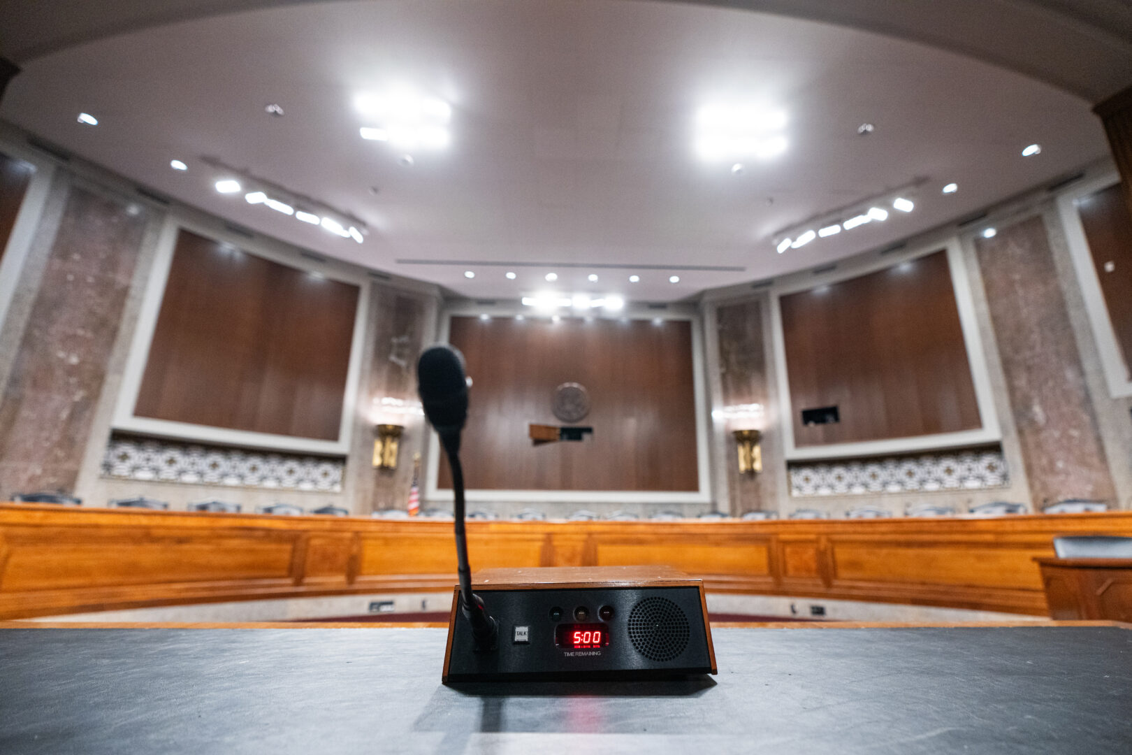 An empty committee room defines Senate-White House relations